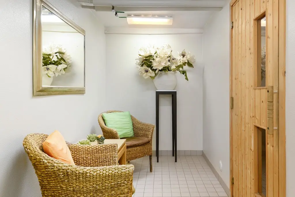 the sauna at Maudes Hotel Enskede