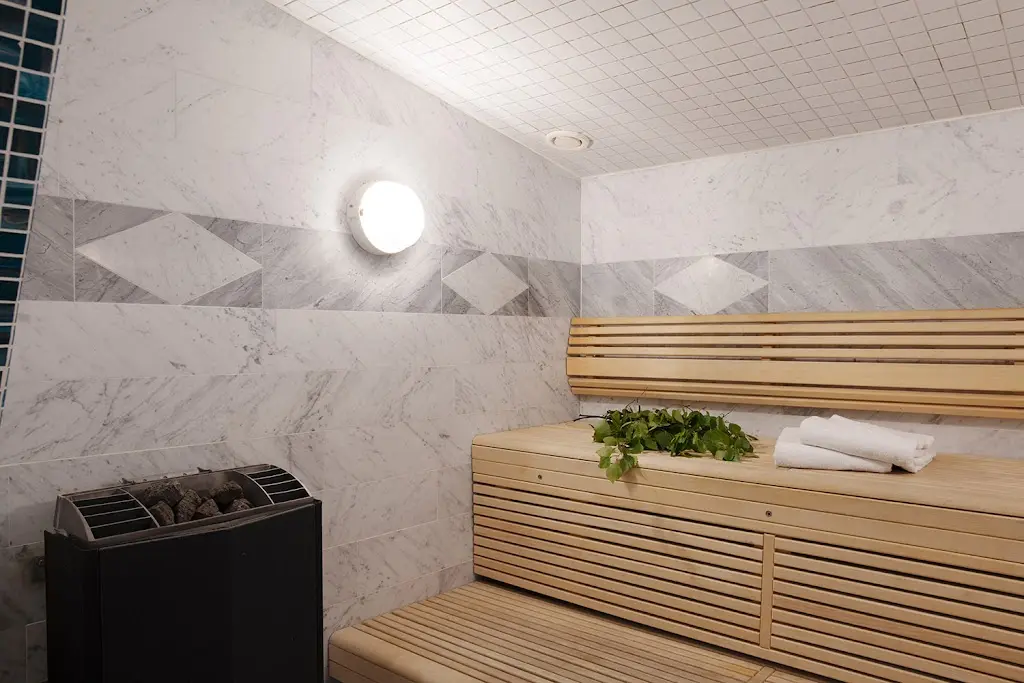 the sauna at Hotel Hasselbacken