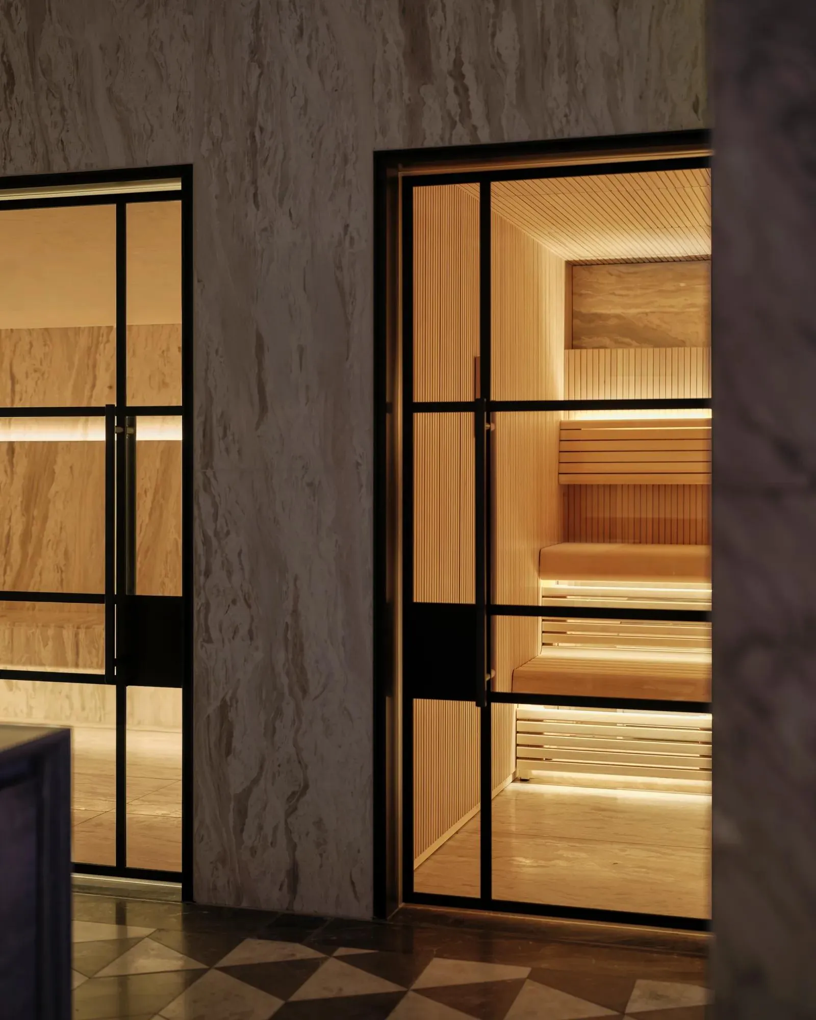 the sauna at Rosewood London
