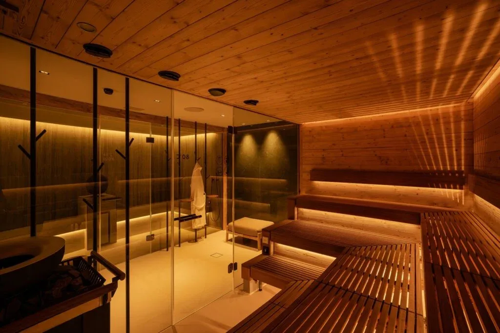 the sauna at Grand Hotel Zermatterhof